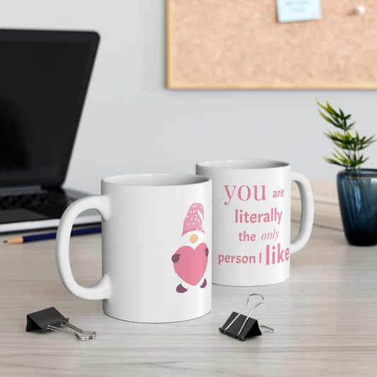 Valentine Gnome Mug - "You are my person" 11oz Cute Heart Coffee Cup